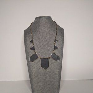 House of Harlow 1960 Nicole Richie Station Necklace Black / Gold / Leath…